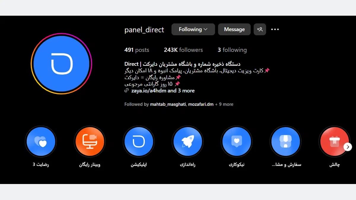 تحلیل بیو پیج کاری دایرکت