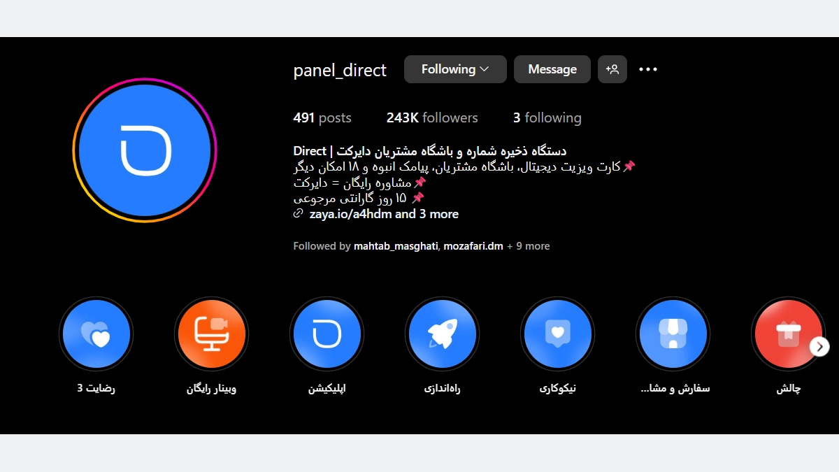 تحلیل بیو پیج کاری دایرکت