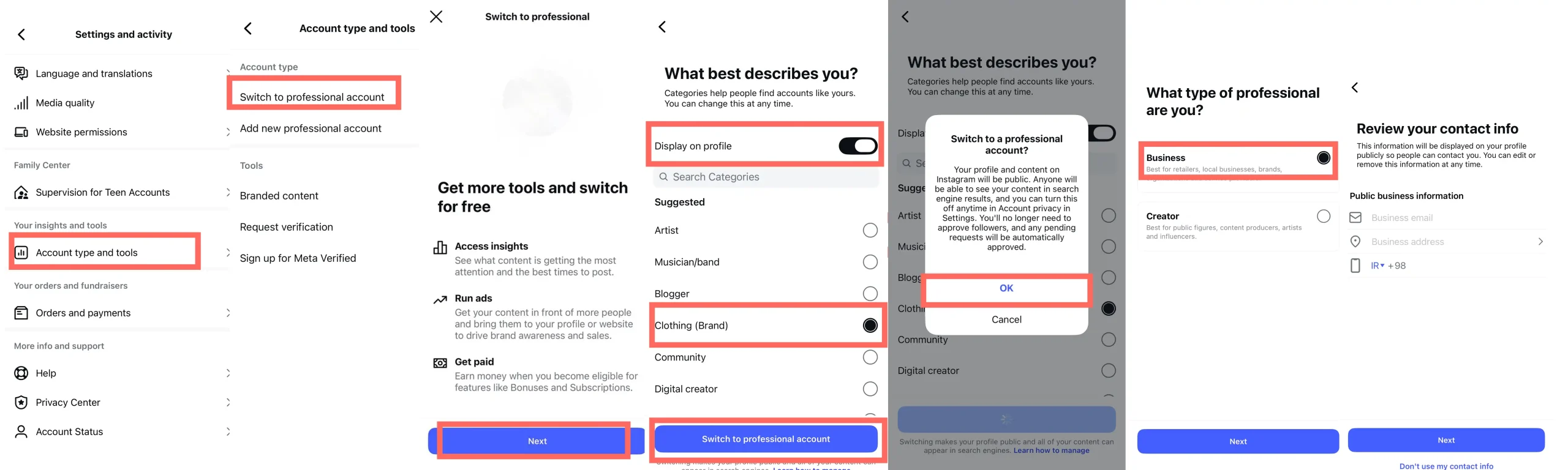 تبدیل اکانت شخصی به اکانت بیزینس اینستاگرام